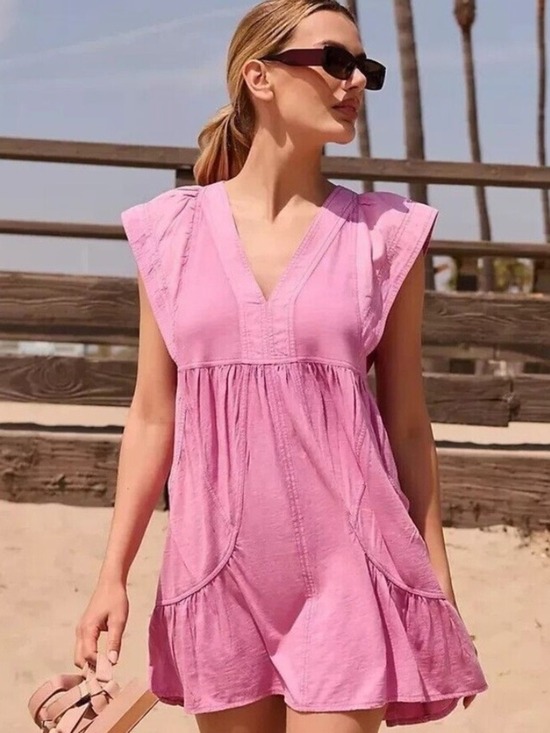 Anthropologie Dresses & Skirts - Anthropologie Daily Practice Short Flutter Sleeve Mini Dress in Pink